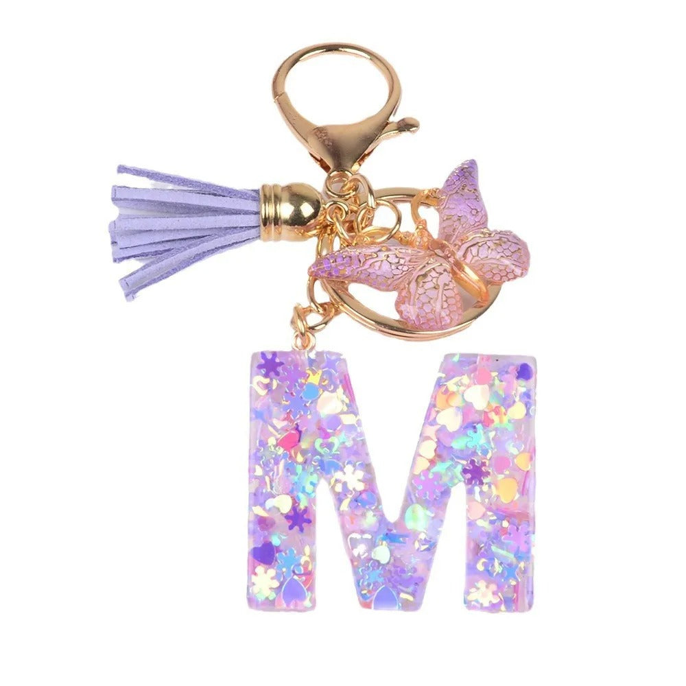 🔥Butterfly Letter Keychain Tassel Design Vibrant Durable Lightweight Gift